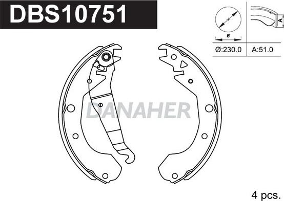 Danaher DBS10751 - Set saboti frana aaoparts.ro