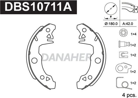 Danaher DBS10711A - Set saboti frana aaoparts.ro