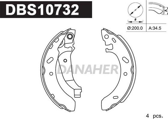 Danaher DBS10732 - Set saboti frana aaoparts.ro