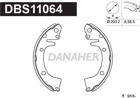 Danaher DBS11064 - Set saboti frana aaoparts.ro