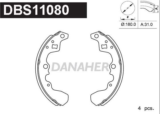 Danaher DBS11080 - Set saboti frana aaoparts.ro
