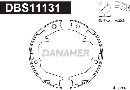 Danaher DBS11131 - Set saboti frana, frana de mana aaoparts.ro
