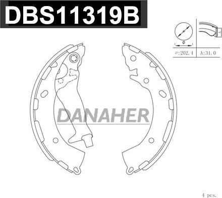 Danaher DBS11319B - Set saboti frana aaoparts.ro
