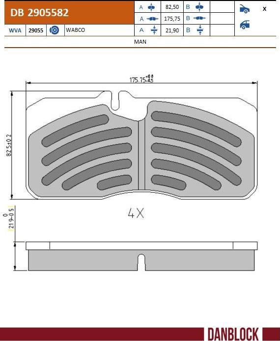 DANBLOCK DB 2905582 - Set placute frana,frana disc aaoparts.ro