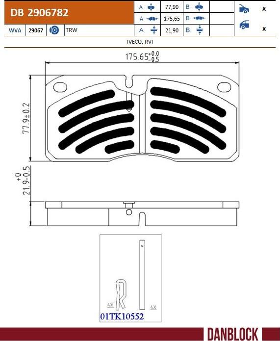 DANBLOCK DB 2906782 - Set placute frana,frana disc aaoparts.ro