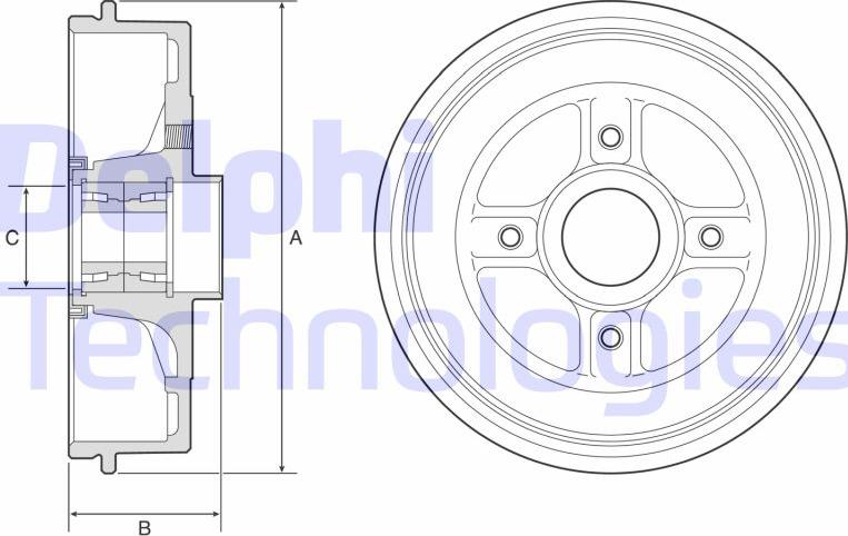 Delphi BFR595 - Tambur frana aaoparts.ro