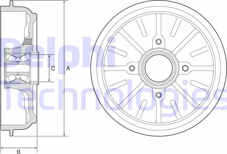 Delphi BFR576 - Tambur frana aaoparts.ro