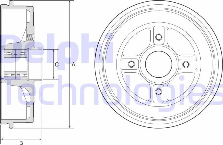 Delphi BFR624 - Tambur frana aaoparts.ro