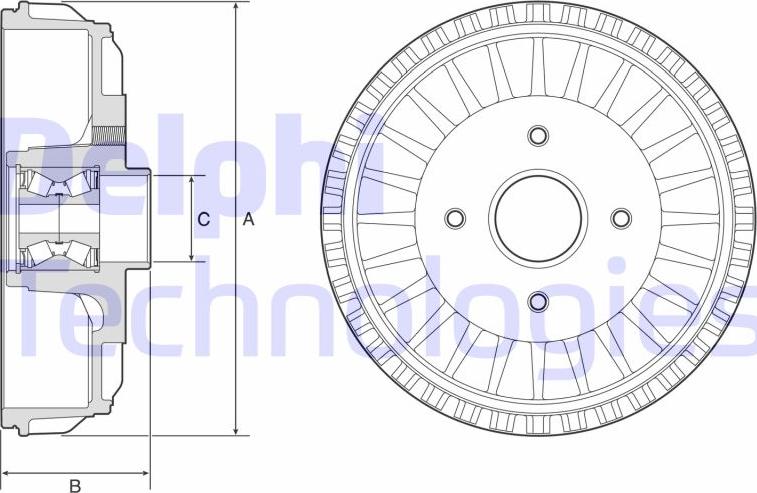 Delphi BFR768 - Tambur frana aaoparts.ro