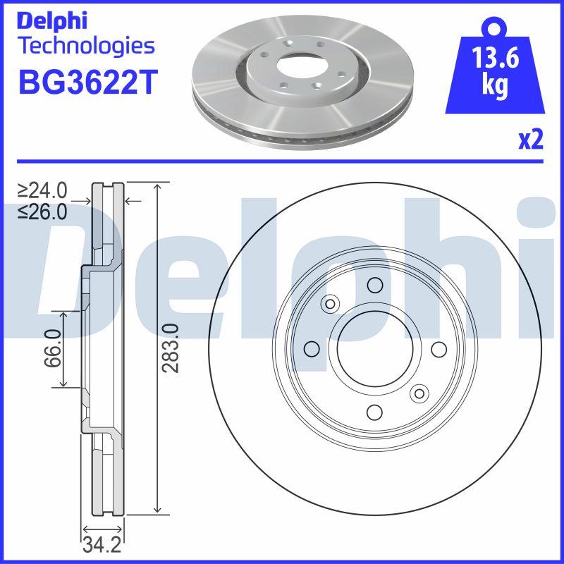 Delphi BG3622T - Disc frana aaoparts.ro