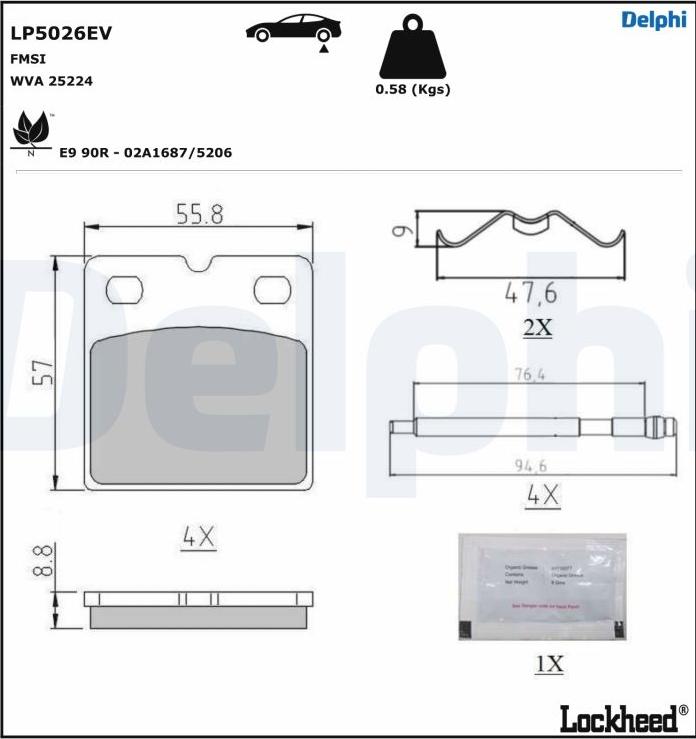 Delphi LP5026EV - Set placute de frana,frana de parcare cu disc aaoparts.ro