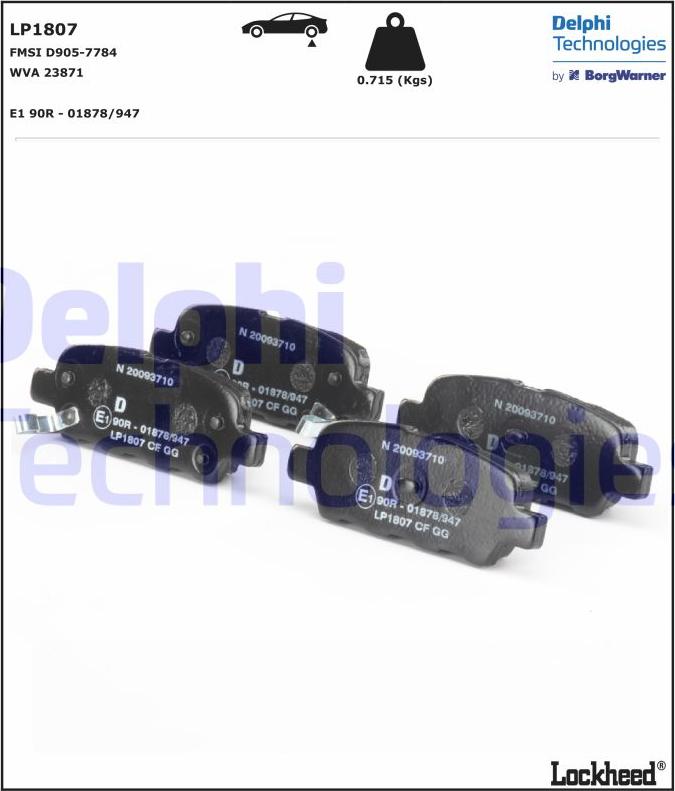 Delphi LP1807 - Set placute frana,frana disc aaoparts.ro