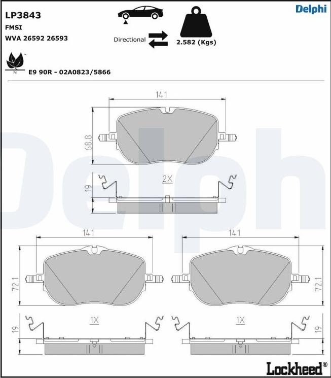 Delphi LP3843 - Set placute frana,frana disc aaoparts.ro