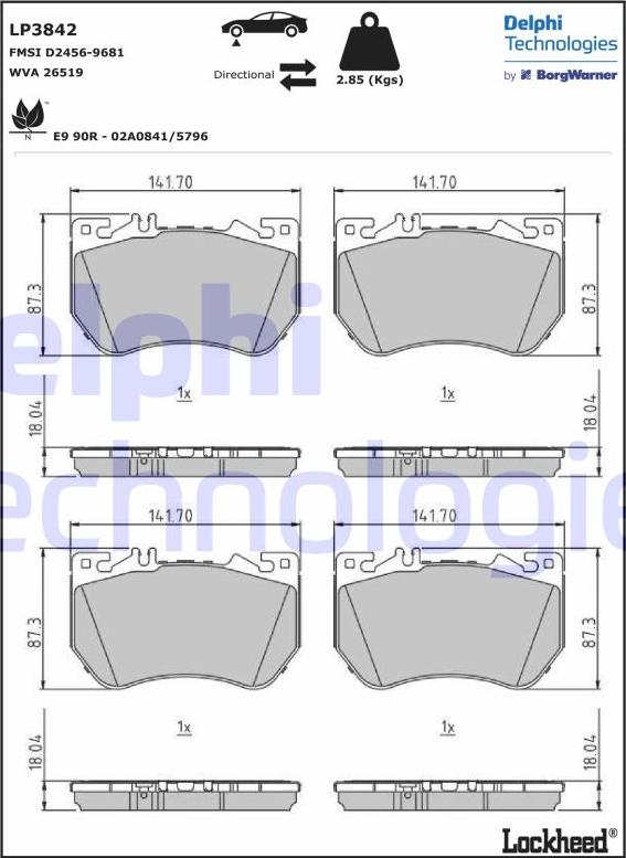 Delphi LP3842 - Set placute frana,frana disc aaoparts.ro