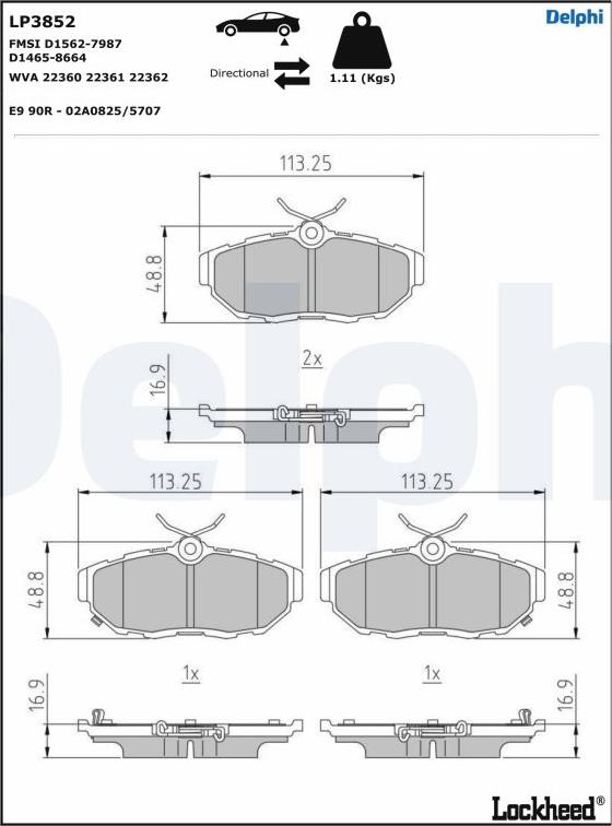 Delphi LP3852 - Set placute frana,frana disc aaoparts.ro