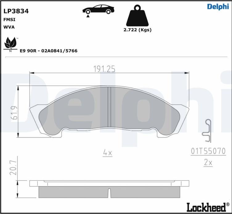 Delphi LP3834 - Set placute frana,frana disc aaoparts.ro