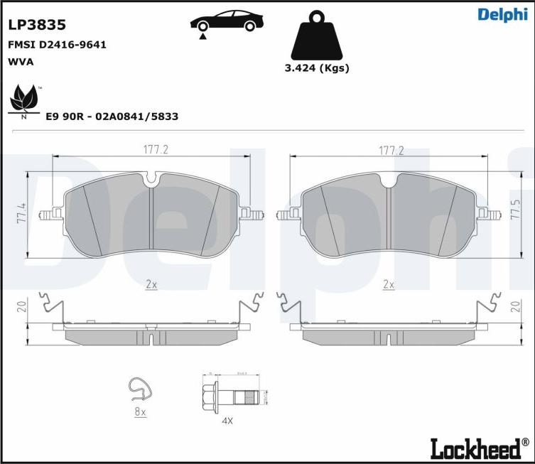 Delphi LP3835 - Set placute frana,frana disc aaoparts.ro