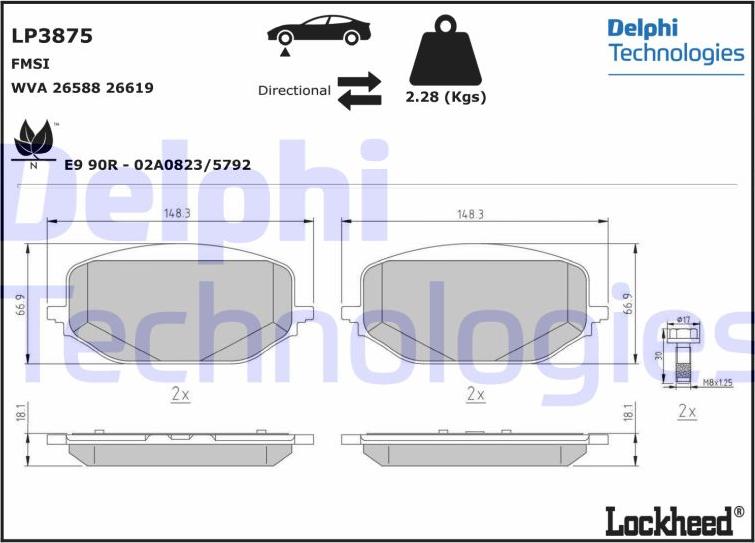 Delphi LP3875 - Set placute frana,frana disc aaoparts.ro