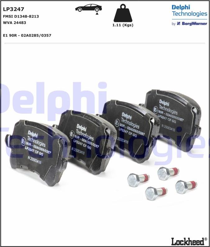 Delphi LP3247 - Set placute frana,frana disc aaoparts.ro