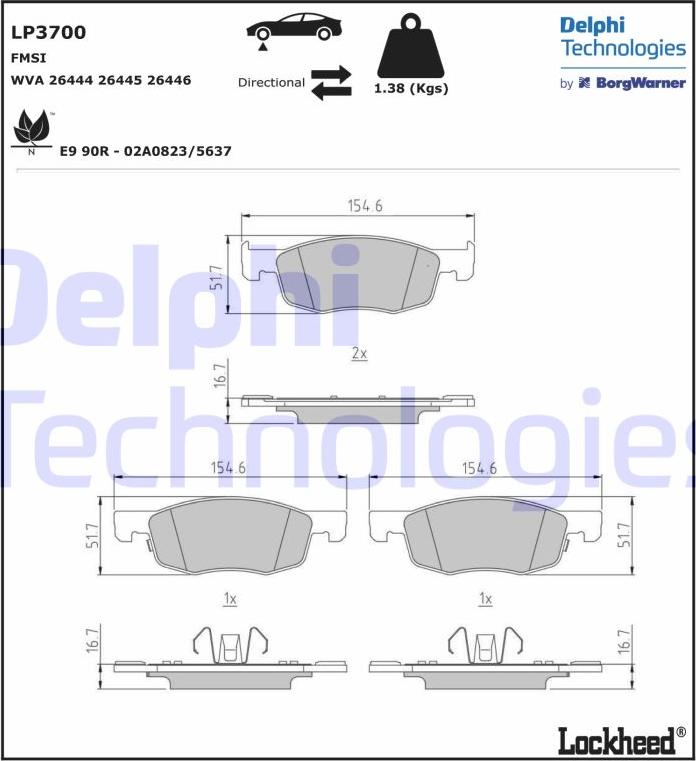 Delphi LP3700 - Set placute frana,frana disc aaoparts.ro