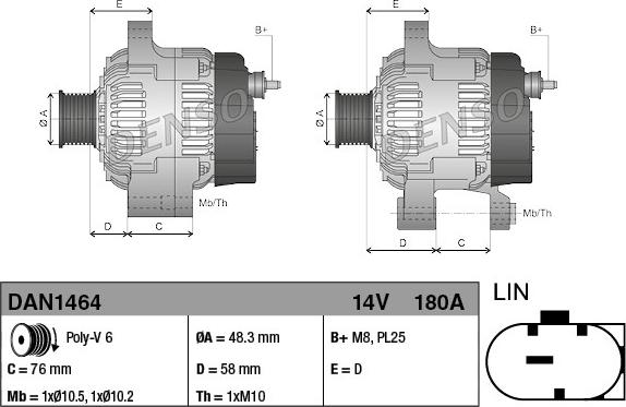 Denso DAN1464 - Generator / Alternator aaoparts.ro