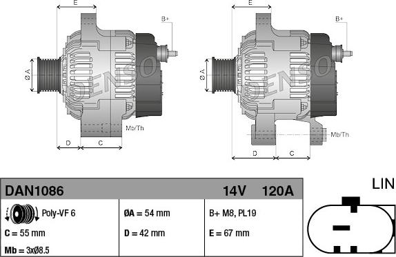 Denso DAN1086 - Generator / Alternator aaoparts.ro