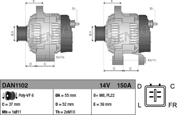 Denso DAN1102 - Generator / Alternator aaoparts.ro