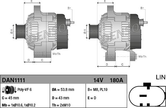 Denso DAN1111 - Generator / Alternator aaoparts.ro