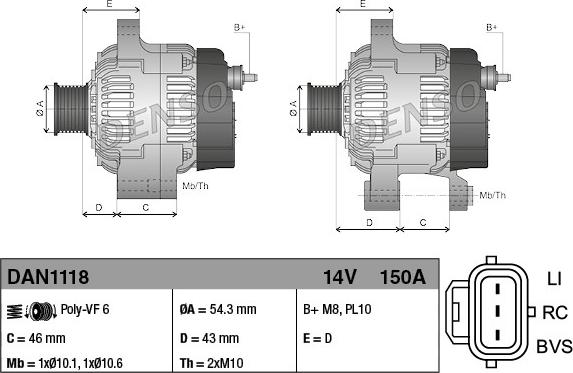 Denso DAN1118 - Generator / Alternator aaoparts.ro