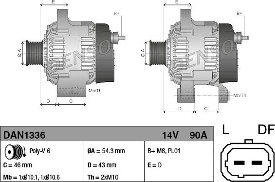 Denso DAN1336 - Generator / Alternator aaoparts.ro