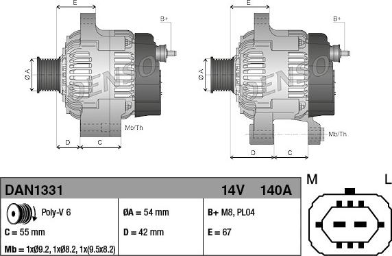 Denso DAN1331 - Generator / Alternator aaoparts.ro