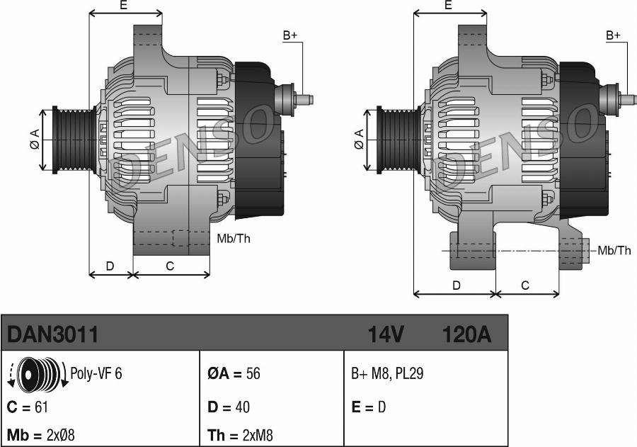 Denso DAN3011 - Generator / Alternator aaoparts.ro