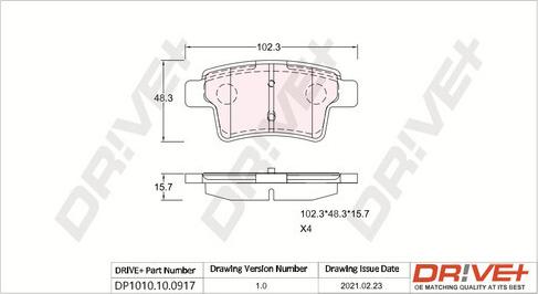 Dr!ve+ DP1010.10.0917 - Set placute frana,frana disc aaoparts.ro