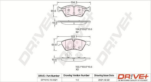 Dr!ve+ DP1010.10.0921 - Set placute frana,frana disc aaoparts.ro