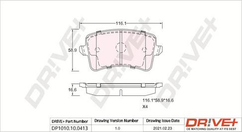 Dr!ve+ DP1010.10.0413 - Set placute frana,frana disc aaoparts.ro