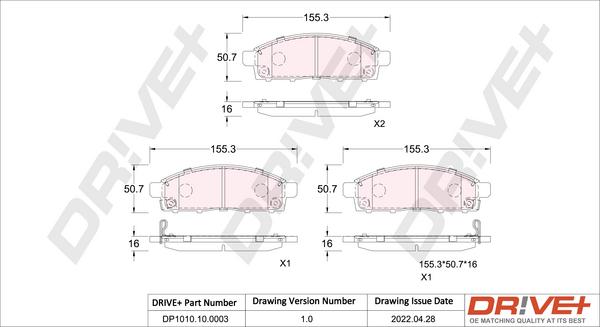 Dr!ve+ DP1010.10.0003 - Set placute frana,frana disc aaoparts.ro