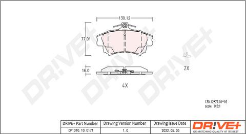 Dr!ve+ DP1010.10.0171 - Set placute frana,frana disc aaoparts.ro