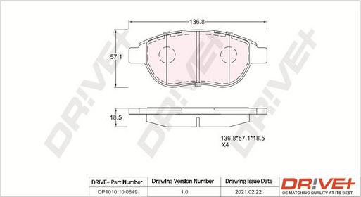 Dr!ve+ DP1010.10.0849 - Set placute frana,frana disc aaoparts.ro