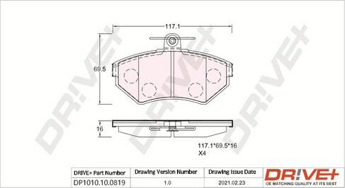 Dr!ve+ DP1010.10.0819 - Set placute frana,frana disc aaoparts.ro