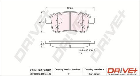 Dr!ve+ DP1010.10.0390 - Set placute frana,frana disc aaoparts.ro