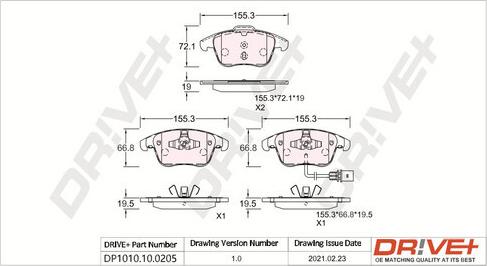 Dr!ve+ DP1010.10.0205 - Set placute frana,frana disc aaoparts.ro