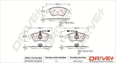 Dr!ve+ DP1010.10.0274 - Set placute frana,frana disc aaoparts.ro