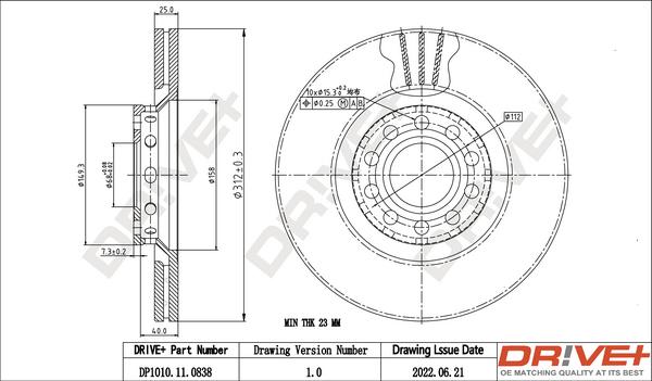 Dr!ve+ DP1010.11.0838 - Disc frana aaoparts.ro