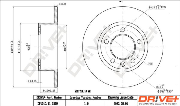 Dr!ve+ DP1010.11.0319 - Disc frana aaoparts.ro