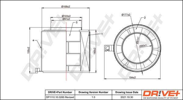 Dr!ve+ DP1110.10.0265 - Filtru aer aaoparts.ro