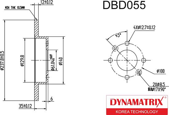 Dynamatrix DBD055 - Disc frana aaoparts.ro