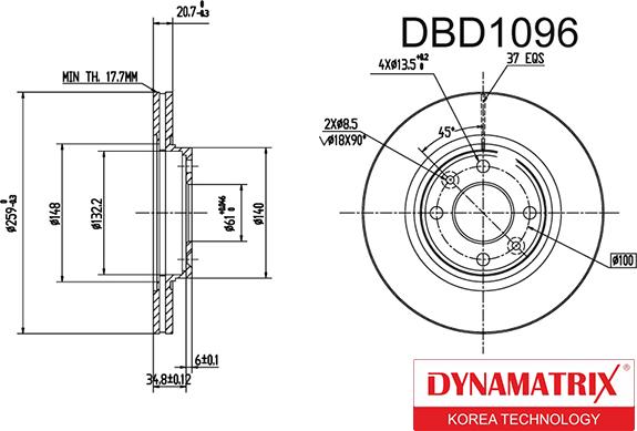 Dynamatrix DBD1096 - Disc frana aaoparts.ro