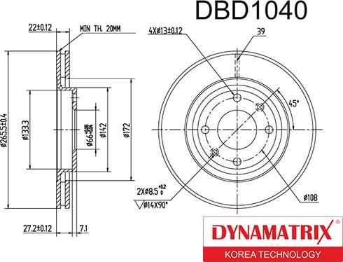 Dynamatrix DBD1040 - Disc frana aaoparts.ro