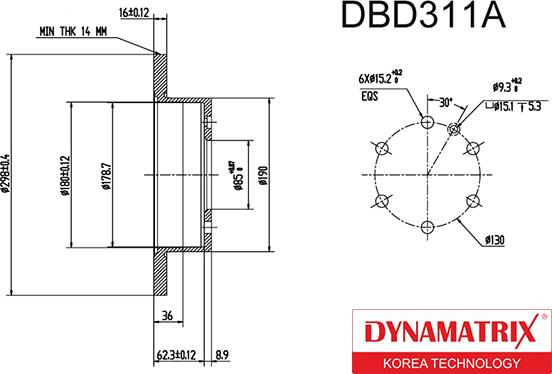 Dynamatrix DBD311A - Disc frana aaoparts.ro