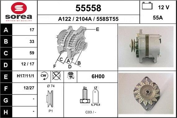 EAI 55558 - Generator / Alternator aaoparts.ro